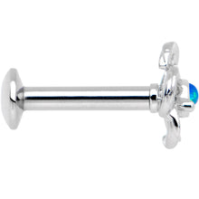 Load image into Gallery viewer, 1/4 Blue Faux Opal Internally Threaded Hollow Flower Labret Monroe
