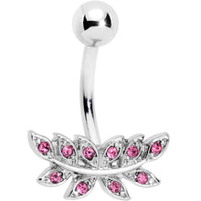 Load image into Gallery viewer, Pink Gem Sprouting Ivy Leaf Belly Ring
