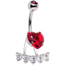 Load image into Gallery viewer, Clear Red CZ Gem Sweet Heart Sweep Dangle Belly Ring
