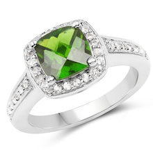 Load image into Gallery viewer, 1.67 Carat Genuine Chrome Diopside &amp; White Topaz .925 Sterling Silver Ring
