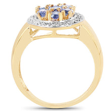 Load image into Gallery viewer, 14K Yellow Gold Plated 1.19 Carat Genuine Tanzanite .925 Sterling Silver Ring
