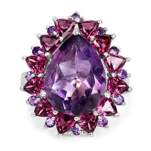 Load image into Gallery viewer, 11.22 Carat Genuine Amethyst &amp; Rhodolite .925 Sterling Silver Ring
