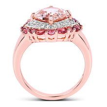 Load image into Gallery viewer, 14K Rose Gold Plated 3.11 Carat Genuine Morganite, Pink Tourmaline &amp; White Topaz .925 Sterling Silver Ring
