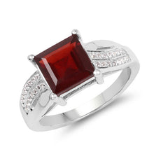 Load image into Gallery viewer, 2.99 Carat Genuine Garnet and White Topaz .925 Sterling Silver Ring
