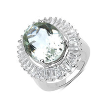 Load image into Gallery viewer, 11.14 Carat Genuine Green Amethyst and White Topaz .925 Sterling Silver Ring
