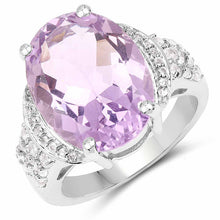 Load image into Gallery viewer, 8.98 Carat Genuine Amethyst &amp; White Topaz .925 Sterling Silver Ring
