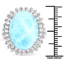 Load image into Gallery viewer, 17.62 Carat Genuine Larimar and White Topaz .925 Sterling Silver Ring
