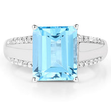 Load image into Gallery viewer, 5.78 Carat Genuine Swiss Blue Topaz and White Topaz .925 Sterling Silver Ring
