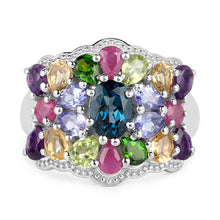 Load image into Gallery viewer, 4.02 Carat Genuine Multi Stone .925 Sterling Silver Ring
