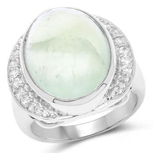 Load image into Gallery viewer, 11.50 Carat Genuine Prehnite And White Topaz .925 Sterling Silver Ring
