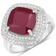 Load image into Gallery viewer, 5.86 Carat Glass Filled Ruby and White Topaz .925 Sterling Silver Ring
