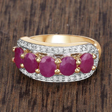 Load image into Gallery viewer, 1.74 Carat Genuine Ruby and White Diamond .925 Sterling Silver Ring
