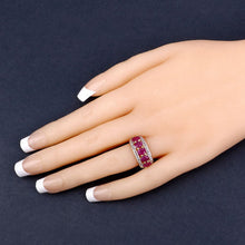 Load image into Gallery viewer, 1.74 Carat Genuine Ruby and White Diamond .925 Sterling Silver Ring
