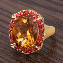 Load image into Gallery viewer, 9.38 Carat Genuine Citrine and Orange Sapphire .925 Sterling Silver Ring
