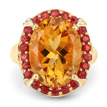 Load image into Gallery viewer, 9.38 Carat Genuine Citrine and Orange Sapphire .925 Sterling Silver Ring
