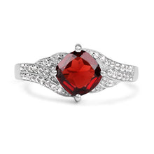 Load image into Gallery viewer, 1.67 Carat Genuine Garnet and White Topaz .925 Sterling Silver Ring
