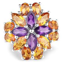Load image into Gallery viewer, 7.96 Carat Genuine Amethyst &amp; Madeira Citrine .925 Sterling Silver Ring
