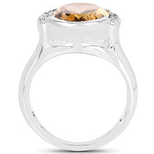 Load image into Gallery viewer, 5.05 Carat Genuine Citrine and White Diamond .925 Sterling Silver Ring
