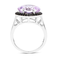 Load image into Gallery viewer, 5.50 Carat Genuine Pink Amethyst &amp; Black Spinel .925 Sterling Silver Ring
