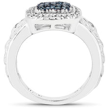 Load image into Gallery viewer, 0.28 Carat Genuine Blue Diamond and White Diamond .925 Sterling Silver Ring
