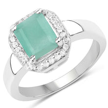 Load image into Gallery viewer, 1.73 Carat Genuine Emerald &amp; White Topaz .925 Sterling Silver Ring
