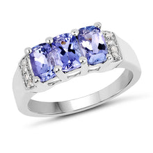 Load image into Gallery viewer, 1.63 Carat Genuine Tanzanite &amp; White Diamond .925 Sterling Silver Ring
