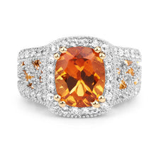 Load image into Gallery viewer, 3.71 Carat Genuine Citrine and White Topaz .925 Sterling Silver Ring
