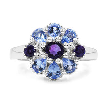 Load image into Gallery viewer, 1.25 Carat Genuine Tanzanite, Amethyst &amp; White Topaz .925 Sterling Silver Ring
