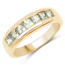 Load image into Gallery viewer, 14K Yellow Gold Plated 1.26 Carat Genuine Green Sapphire .925 Sterling Silver Ring
