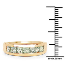 Load image into Gallery viewer, 14K Yellow Gold Plated 1.26 Carat Genuine Green Sapphire .925 Sterling Silver Ring
