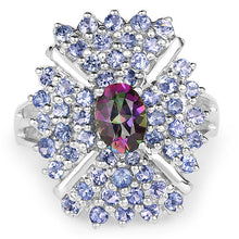 Load image into Gallery viewer, 2.86 Carat Genuine Mystic Topaz and Tanzanite .925 Sterling Silver Ring
