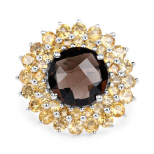 Load image into Gallery viewer, 8.56 Carat Genuine Smoky Quartz &amp; Citrine .925 Sterling Silver Ring
