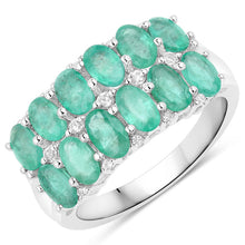 Load image into Gallery viewer, 2.56 Carat Genuine Emerald and White Topaz .925 Sterling Silver Ring
