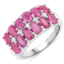 Load image into Gallery viewer, 3.40 Carat Genuine Ruby and White Topaz .925 Sterling Silver Ring
