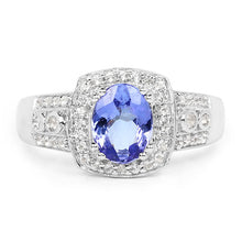 Load image into Gallery viewer, 1.42 Carat Genuine Tanzanite &amp; White Topaz .925 Sterling Silver Ring

