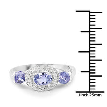 Load image into Gallery viewer, 1.00 Carat Genuine Tanzanite and White Topaz .925 Sterling Silver Ring
