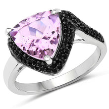 Load image into Gallery viewer, 3.53 Carat Genuine Pink Amethyst and Black Spinel .925 Sterling Silver Ring
