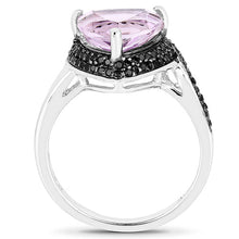 Load image into Gallery viewer, 3.53 Carat Genuine Pink Amethyst and Black Spinel .925 Sterling Silver Ring
