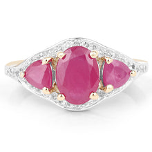 Load image into Gallery viewer, 14K Yellow Gold Plated 2.49 Carat Genuine Glass Filled Ruby and White Topaz .925 Sterling Silver Ring
