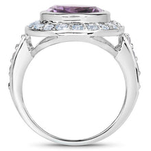 Load image into Gallery viewer, 4.77 Carat Genuine Amethyst and Blue Topaz .925 Sterling Silver Ring
