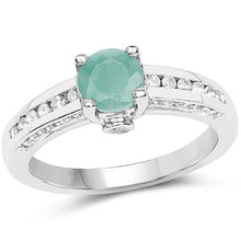 Load image into Gallery viewer, 1.22 Carat Genuine Emerald and White Topaz .925 Sterling Silver Ring
