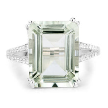 Load image into Gallery viewer, 10.64 Carat Genuine Green Amethyst and White Topaz .925 Sterling Silver Ring
