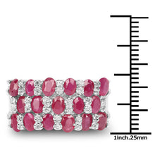 Load image into Gallery viewer, 3.69 Carat Genuine Ruby and White Topaz .925 Sterling Silver Ring
