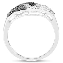Load image into Gallery viewer, 0.33 Carat Genuine White Diamond and Black Diamond .925 Sterling Silver Ring
