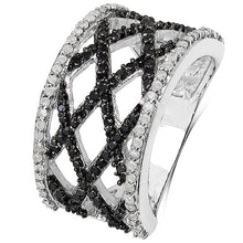 Load image into Gallery viewer, 0.92 Carat Genuine Black Diamond &amp; White Diamond .925 Sterling Silver Ring
