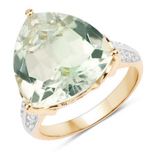 Load image into Gallery viewer, 8.08 Carat Genuine Green Amethyst and White Topaz .925 Sterling Silver Ring
