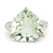 Load image into Gallery viewer, 8.08 Carat Genuine Green Amethyst and White Topaz .925 Sterling Silver Ring
