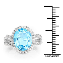 Load image into Gallery viewer, 6.03 Carat Genuine Swiss Blue Topaz &amp; White Topaz .925 Sterling Silver Ring
