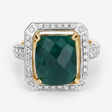 Load image into Gallery viewer, 5.18 Carat Dyed Emerald and White Topaz .925 Sterling Silver Ring
