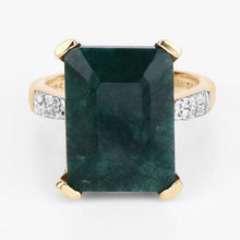 Load image into Gallery viewer, 7.64 Carat Dyed Emerald and White Diamond .925 Sterling Silver Ring
